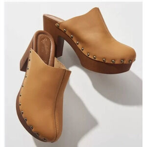 Seychelles Go All Out Leather Studded Platform Clog Shoes Womens Size 10 Brown